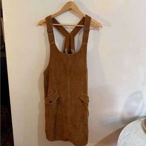 Modcloth Tan Corduroy Pinafore Dress